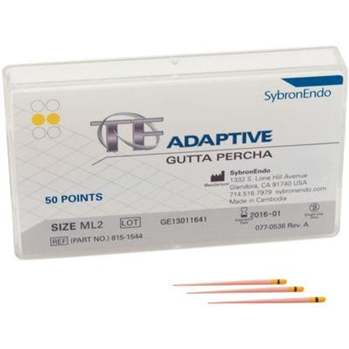 Kerr Dental 815-1544 SybronEndo TF Adaptive Gutta Percha Points ML2 Yellow 50/Pk Kerr Dental 815-1544 SybronEndo TF Adaptive Gutta Percha Points ML2 Yellow 50/Pk